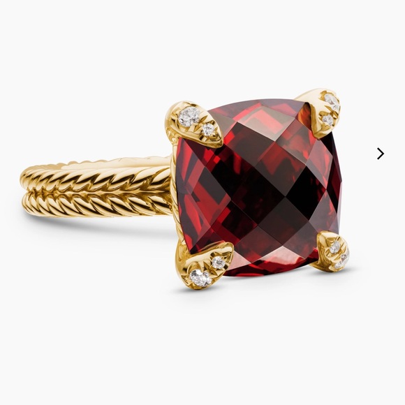 David Yurman 11MM Garnet Chatelaine Ring - Picture 1 of 10